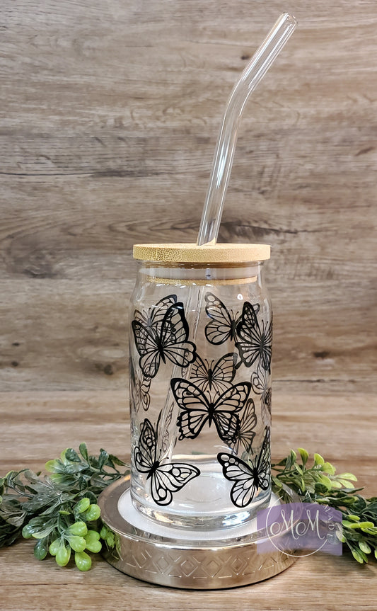 Butterfly Libbey Beer Can Glass