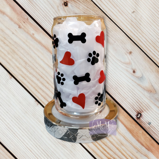 Puppy Love Bones Libbey Beer Can Glass